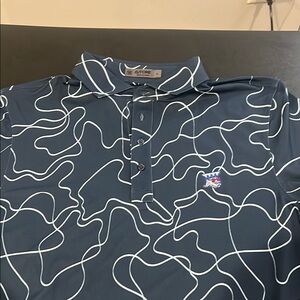 G/FORE Blue and White Polo Shirt with Modern Pattern